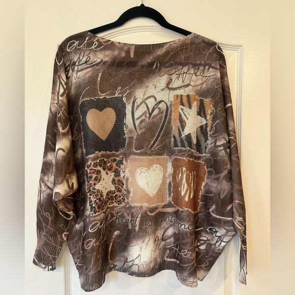 NWOT MADE IN ITALY Boutique Artistic Patchwork Sweater - Picture 2 of 4